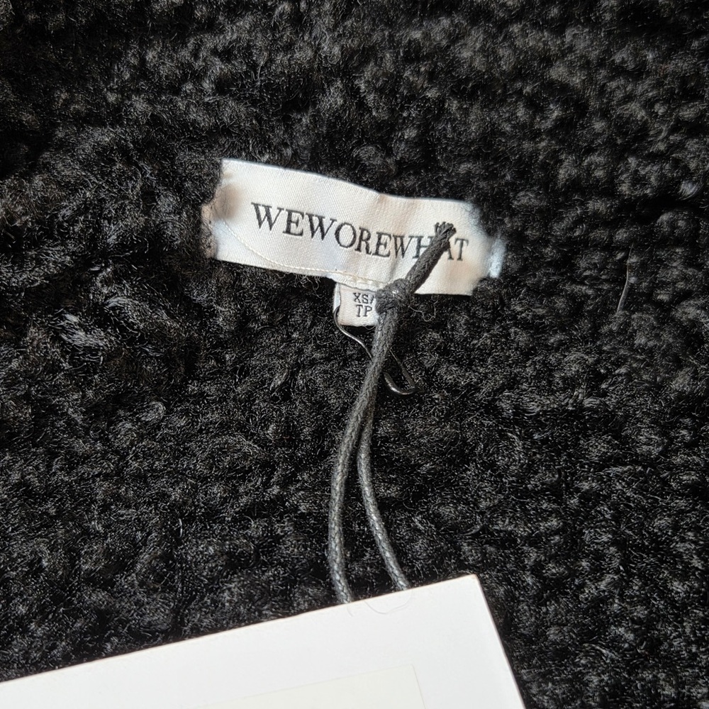 NWT WEWOREWHAT Cropped Sherpa Moto Jacket in Dark Patina & Black Sherpa XS 6451 - Picture 4 of 10